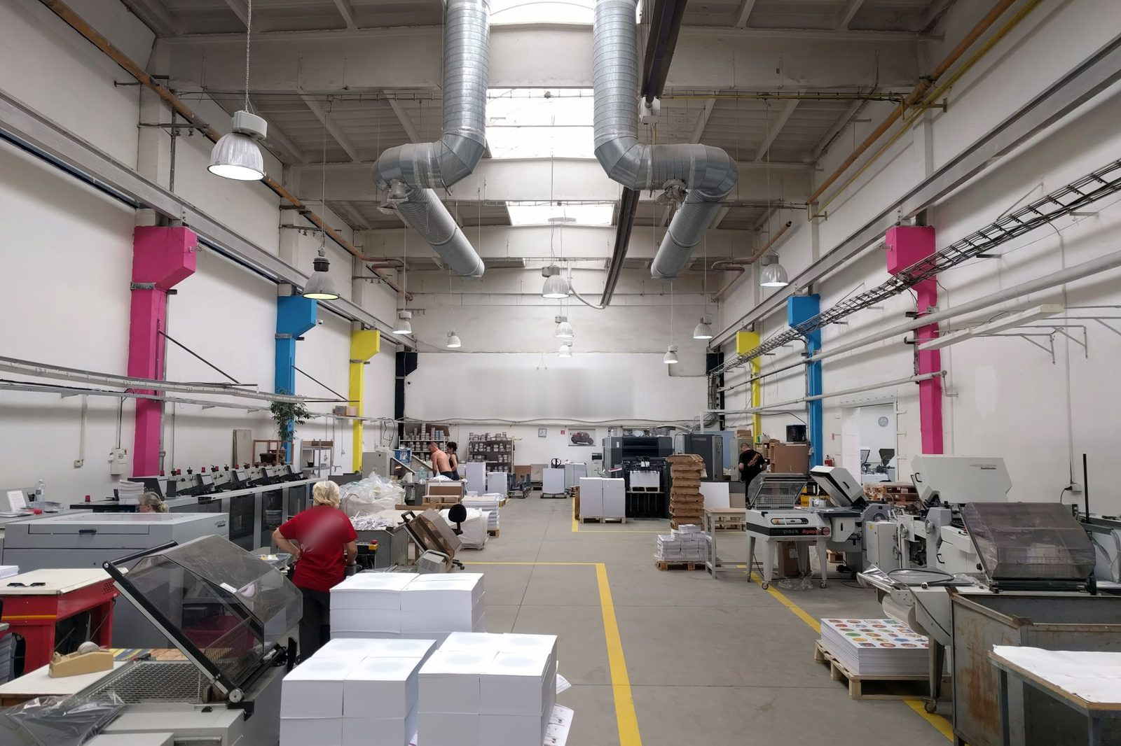 Sheets moving through a production line